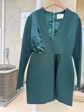 Dion Lee Emerald Green Mini Dress with Satin Panels